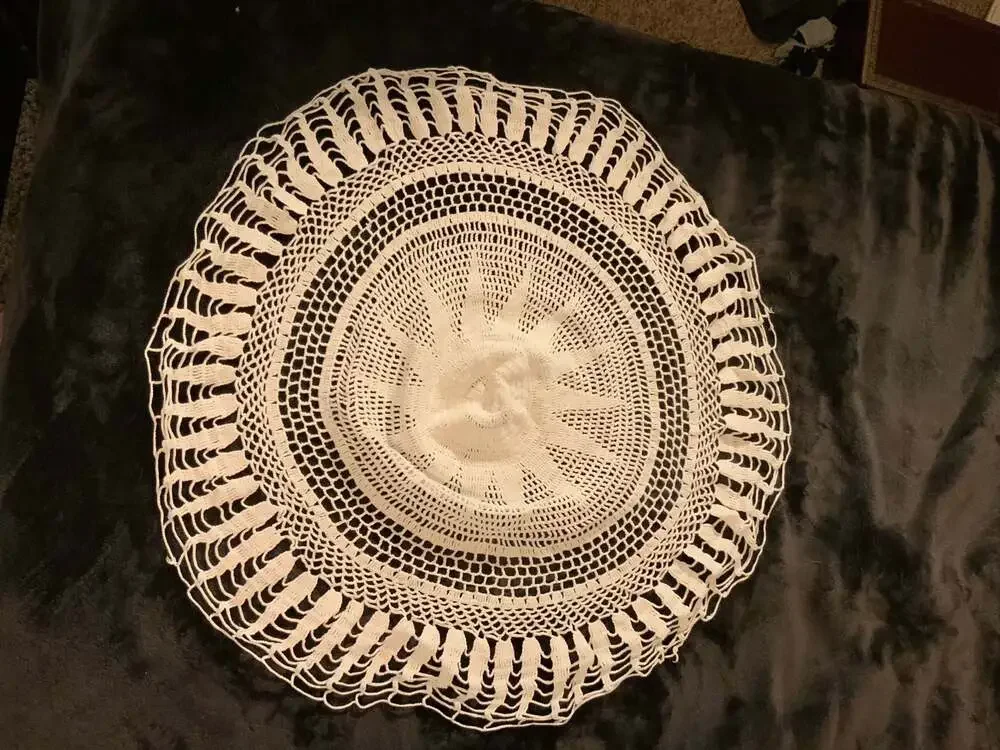 Vintage Handmade Crochet Lace Round Table Doily Centerpiece